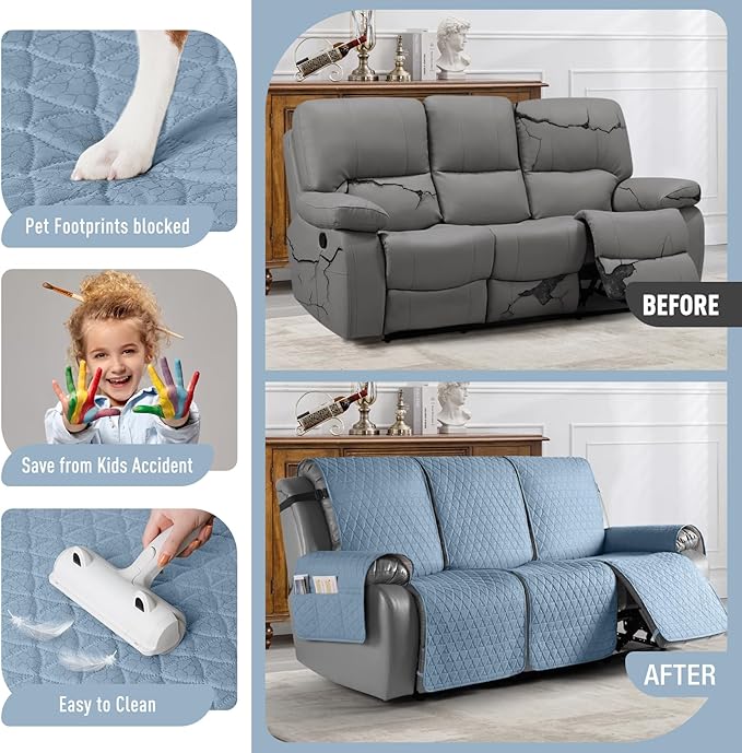TAOCOCO 100% Waterproof Recliner Cover, Non-Slip Washable Reclining Couch Cover - Image 2
