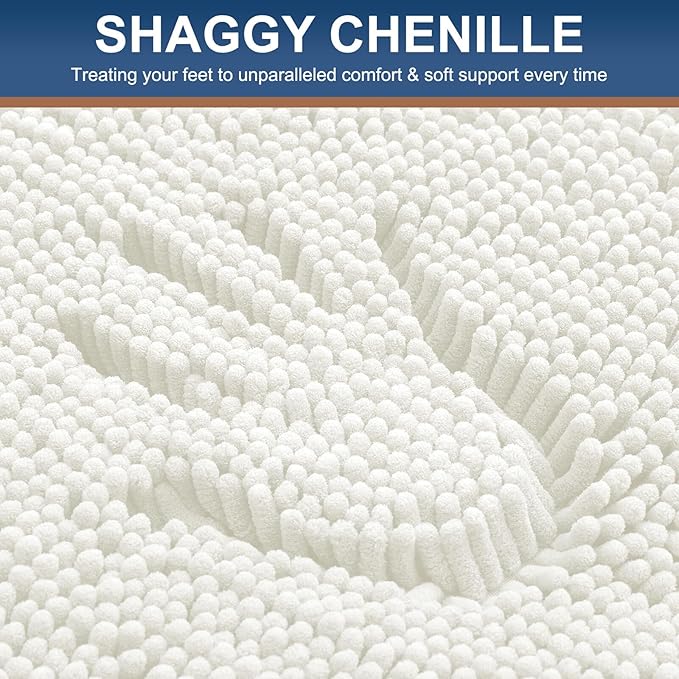Smiry Luxury Chenille Bathroom Rugs 44x24, Extra Soft and Absorbent Shaggy Bath - Image 3
