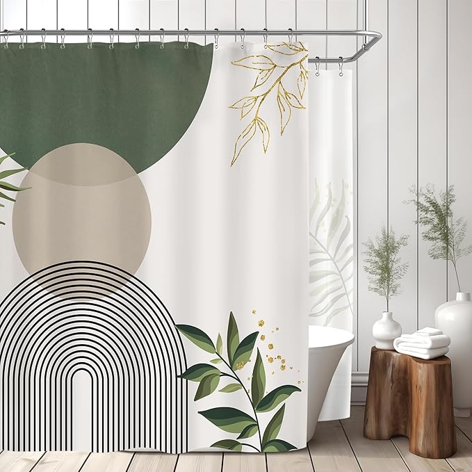 Extra Wide Boho Shower Curtain 180Wx70H Wrap Around Clawfoot Tub Curtain Sage by MitpokBrand