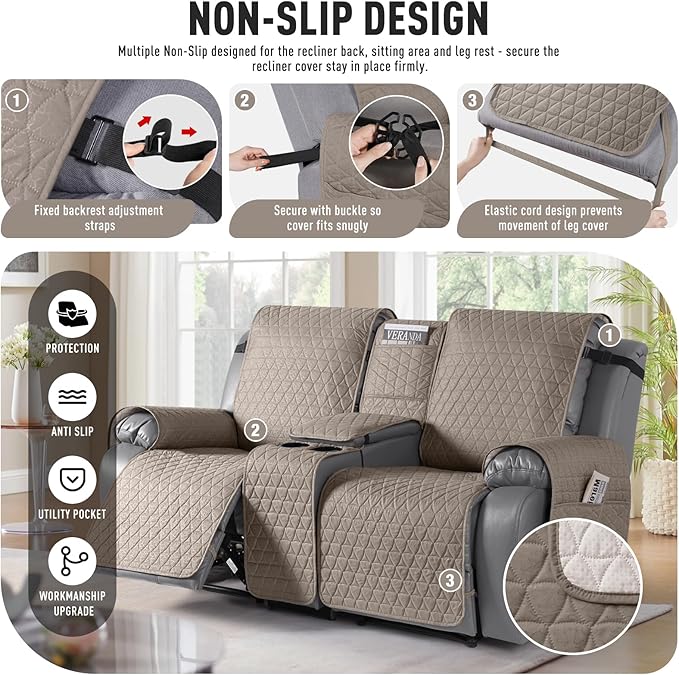 TAOCOCO 100% Waterproof Loveseat Recliner Couch Sofa Covers - Image 5