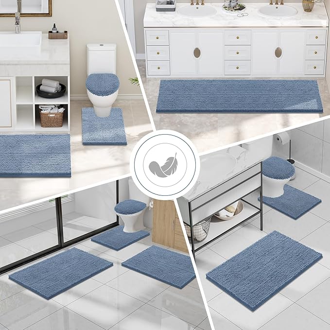 Smiry Luxury Chenille Bathroom Rugs 59x24, Extra Soft and Absorbent Shaggy Bath - Image 7