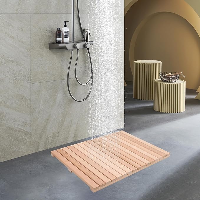 bingaai Cedar Wood Shower Mat, Cedar Wooden Bath Mats, Wood Bath Mat 31.5 × - Image 7