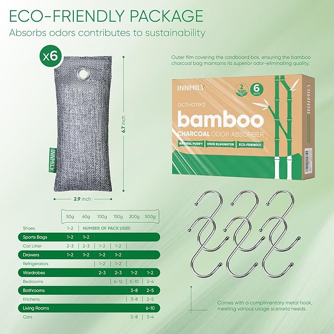 Activated Charcoal Odor Absorber, 6 Pack Nature Odor Eliminator - Image 9
