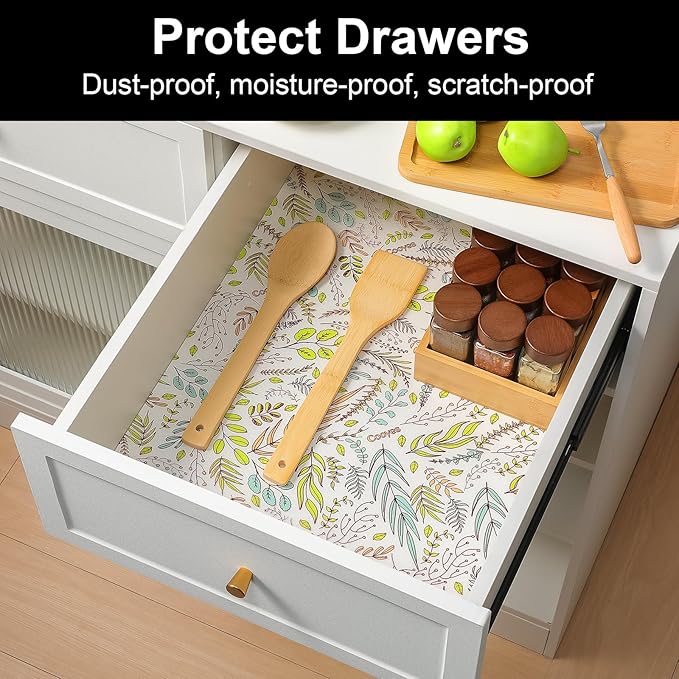 Cooyes Shelf Liners for Kitchen Cabinets, Refrigerator Liners Waterproof & - Image 2