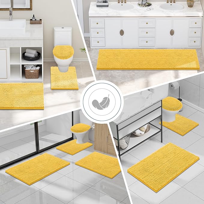 Smiry Luxury Chenille Bathroom Rugs 47x17, Extra Soft and Absorbent Shaggy Bath - Image 7
