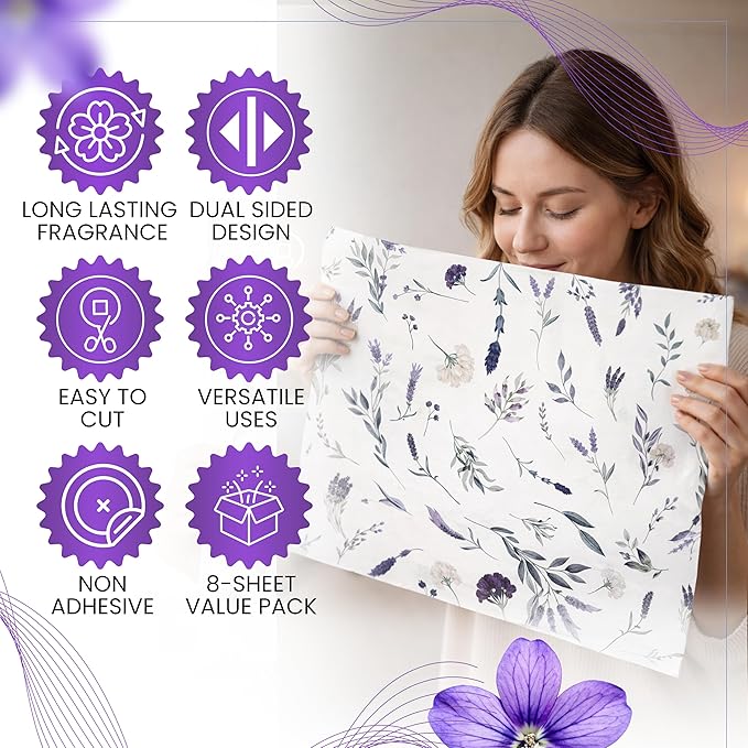 8X Lavender Scented Drawer Liners - Image 2