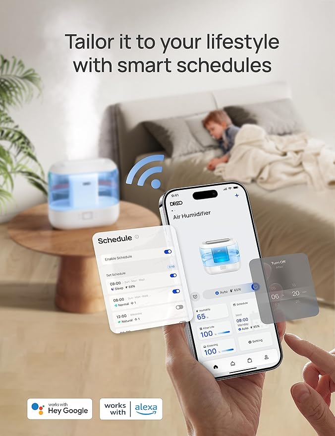 Dreo Smart Humidifiers for Bedroom-Filter Included, Top Fill 4L Humidifier - Image 3