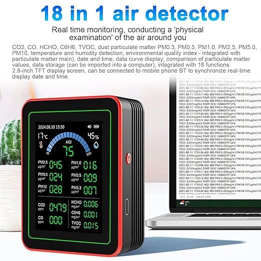 18 in 1 Air Quality Monitor Weytoll Smart Air Quality Tester Temperature and - Image 4