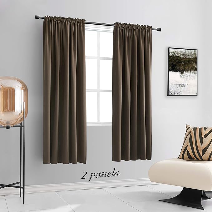 DONREN Chocolate Brown Blackout Curtains Panels - Image 2