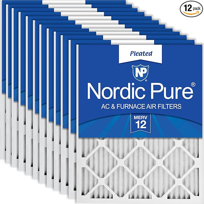 Nordic Pure 20x24x1 Pleated MERV 12 Air Filters 12 Pack by NordicPure