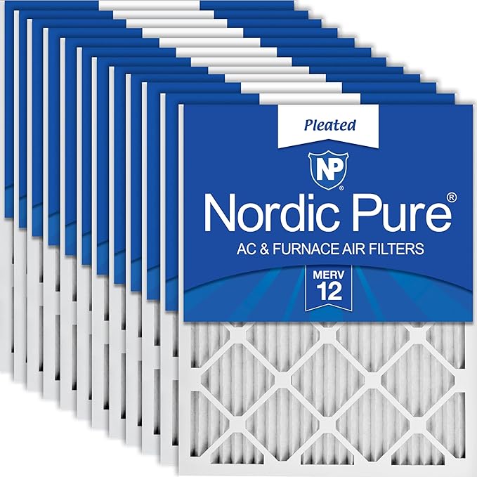 Nordic Pure 20x20x1 Pleated MERV 12 Air Filters 12 Pack by NordicPure