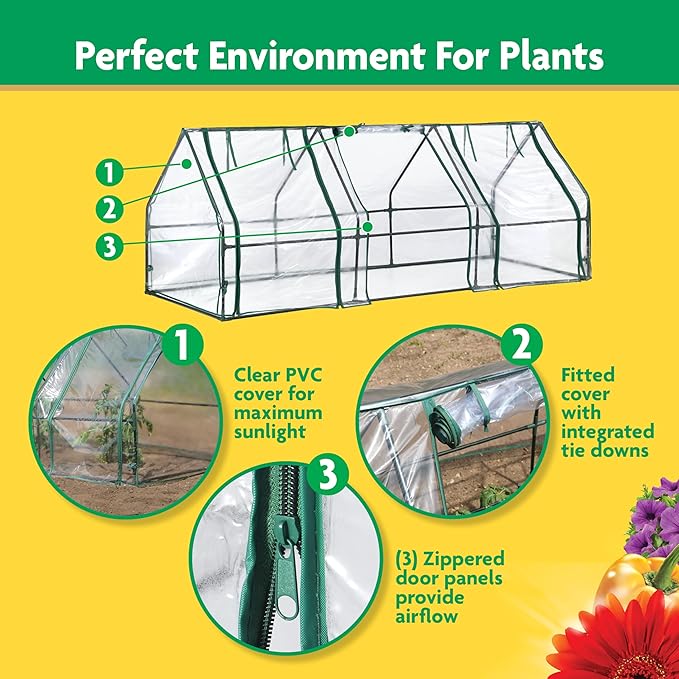 Miracle-GRO Mini Greenhouse 3’ x 8’ x 3’ Outdoor Mini Greenhouse Plant Tent - Image 3