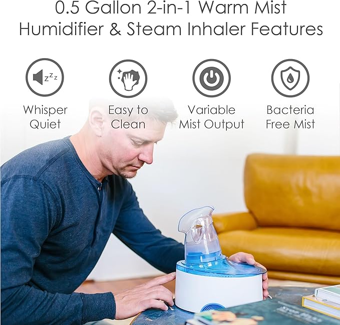 Crane Steam Inhaler & Warm Mist Humidifier, 0.5 Gallon, Humidifier FSA Eligible - Image 3