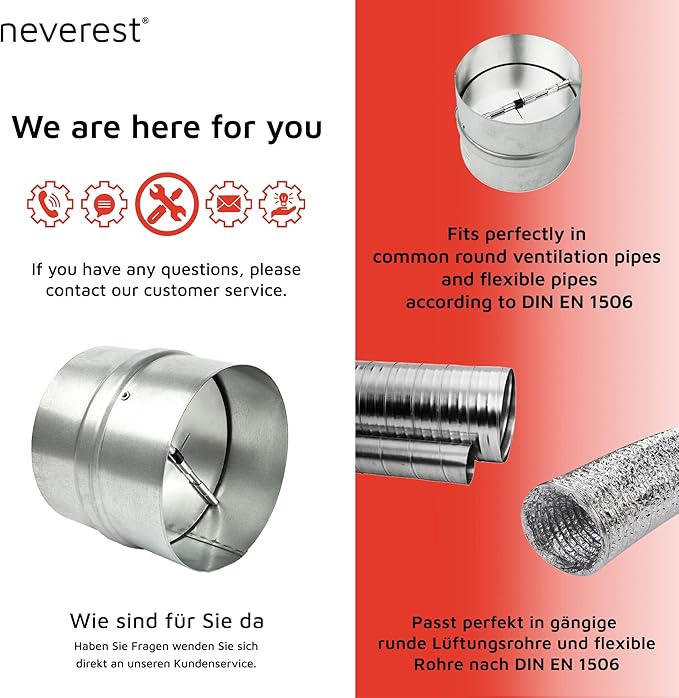 neverest® RK 4" Professional Backdraft Shutter Damper Connector Duct Fits Only - Image 6