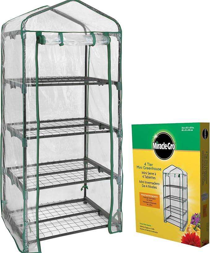 Miracle-Gro 23" x 17" x 57" 4-Tier Indoor/Outdoor Mini Greenhouse Plant Tent by Miracle-Gro