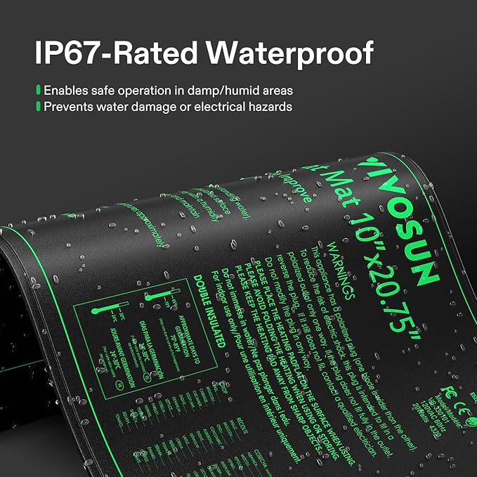VIVOSUN 2 Pack Durable Waterproof Seedling Heat Mat 10" x 20.75" UL & - Image 4