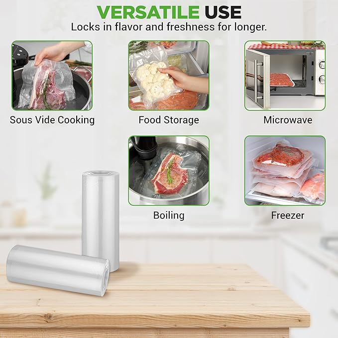 NutriChef Vacuum Sealer Bags 8x50 Rolls 2 pack Compatible - Image 4