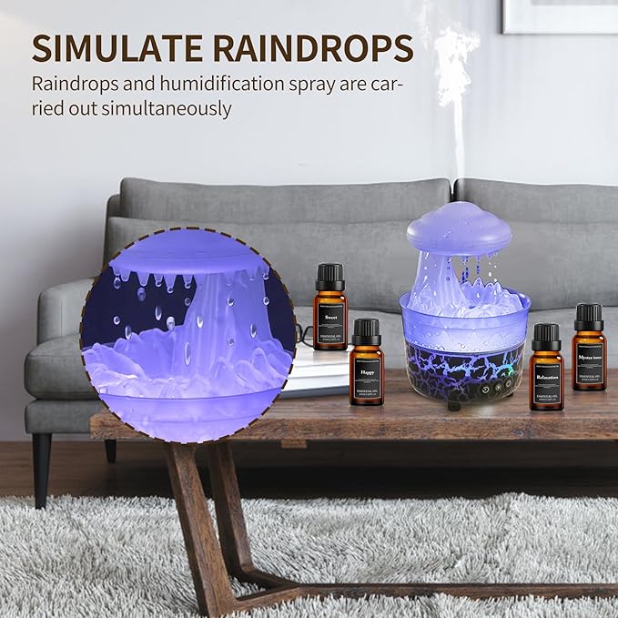 BOHOFAM Aroma Essential Oil Diffuser, Rain Cloud humidifier Simultaneously - Image 2