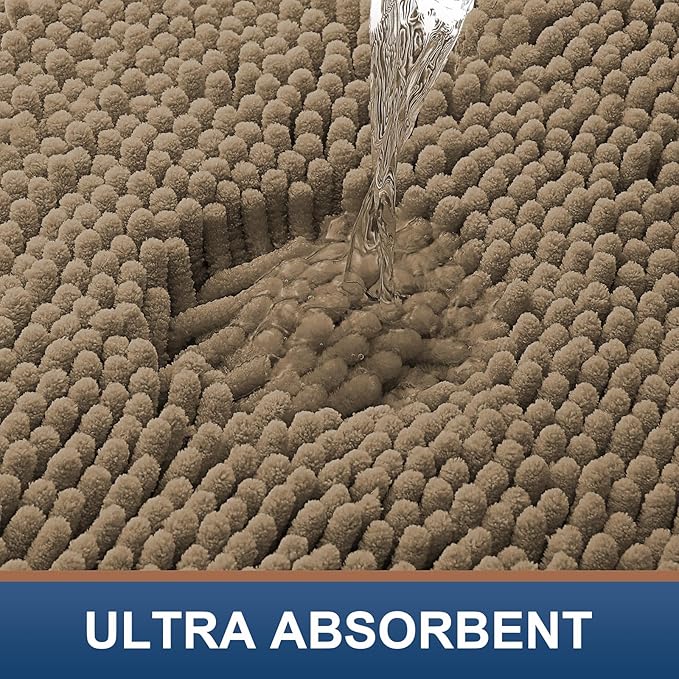 Smiry Luxury Chenille Bathroom Rugs 70x24, Extra Soft and Absorbent Shaggy Bath - Image 4