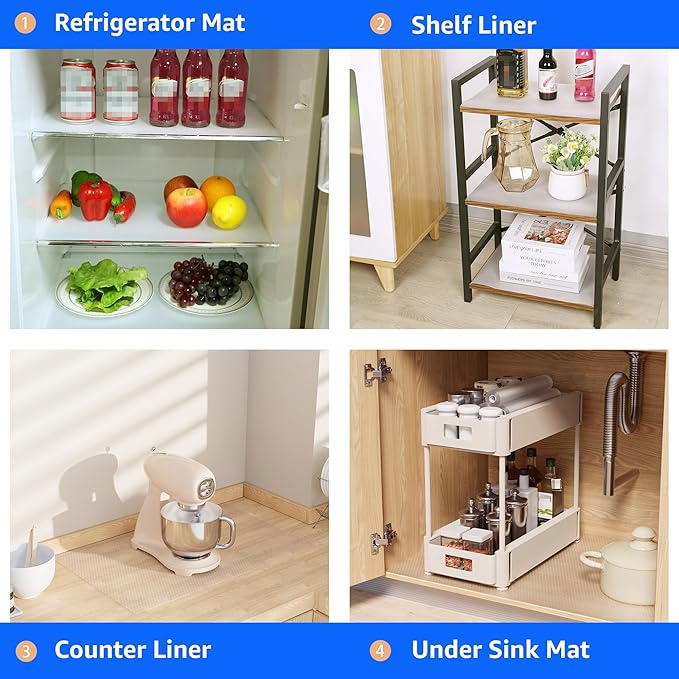 PABUSIOR Clear Shelf Liners for Cabinets: 15 Inch Wide Easy to Cut Non-Adhesive - Image 8