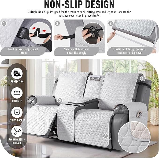TAOCOCO 100% Waterproof Loveseat Recliner Couch Sofa Covers - Image 5