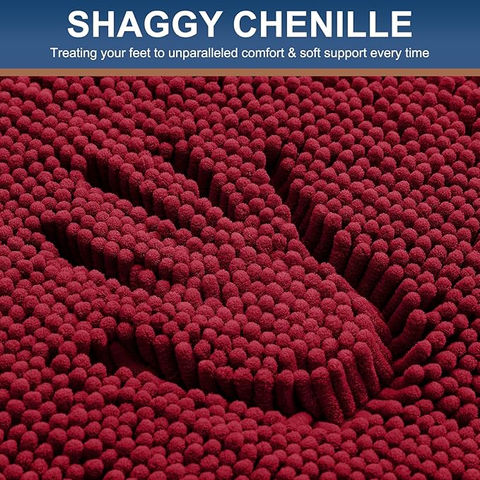 Smiry Luxury Chenille Bathroom Rugs 47x24, Extra Soft and Absorbent Shaggy Bath - Image 3