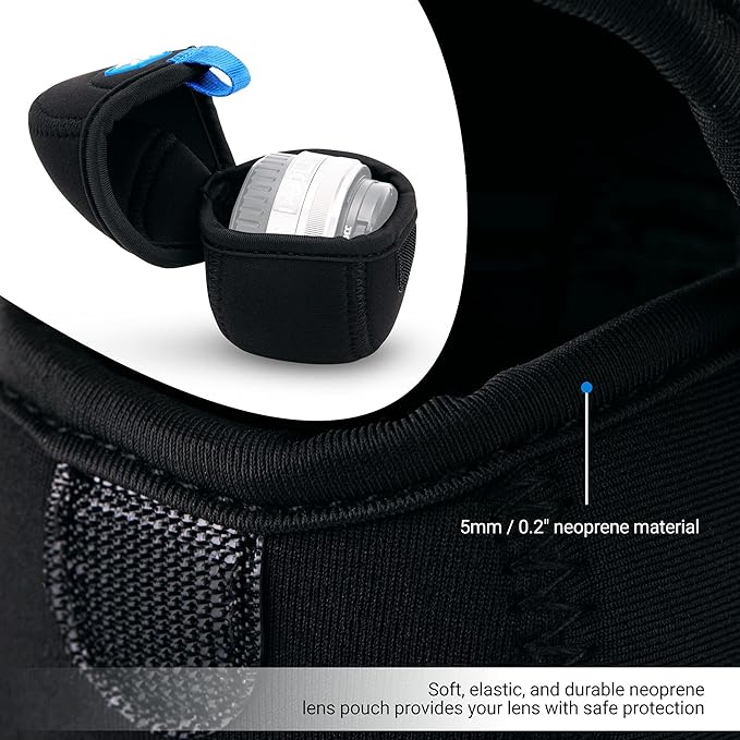 JJC Water Resistant Neoprene Camera Lens Pouch Case, Fold-Over Lens Bag - Image 3