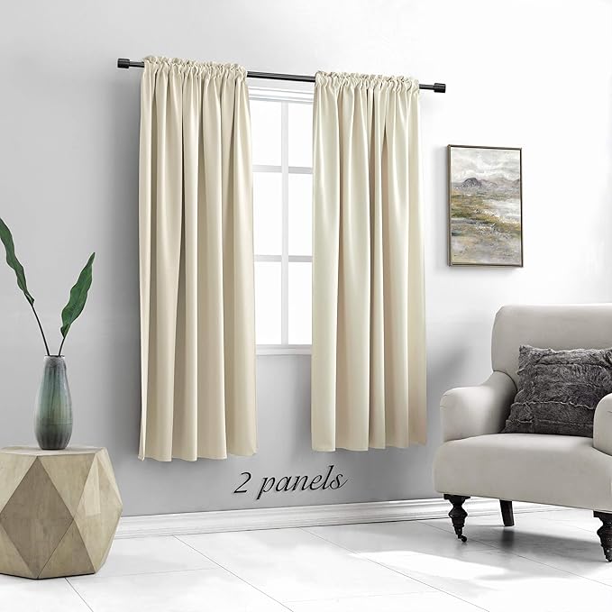 DONREN Cream Beige Room Darkening Curtains - Image 2