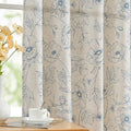 jinchan Floral Linen Curtains for Living Room 84 Inch Length Blue Flower by JINCHAN