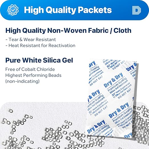 Dry & Dry 30 Gram Silica Gel Packets Desiccants, Silica Packets - Image 2