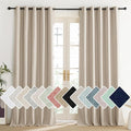 NICETOWN Cream 100% Blackout Linen Curtains 90 inch Long Burg by NICETOWN