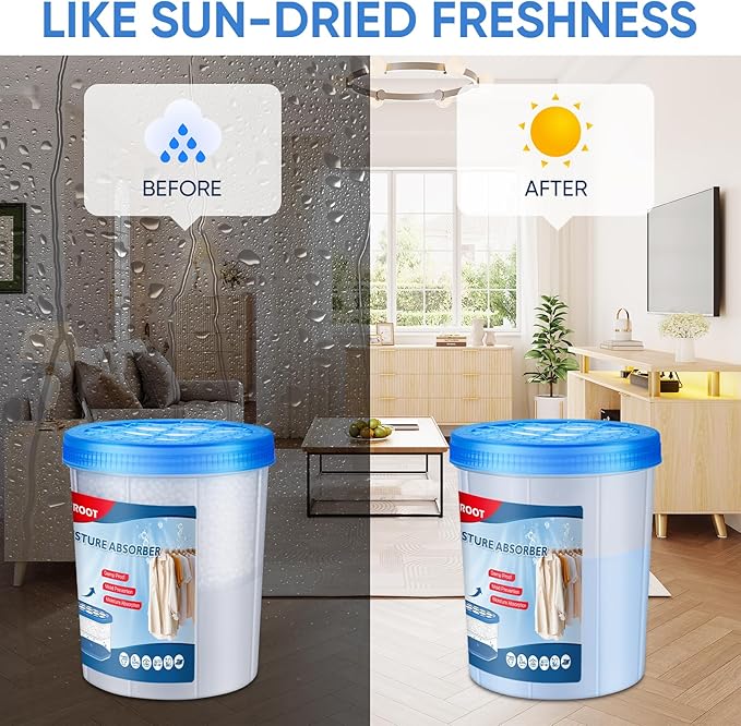 6 Pack Refillable Moisture Absorbers, 18OZ Humidity Absorber Bucket, Moisture - Image 5