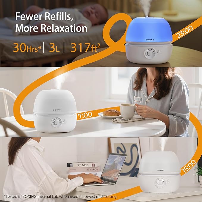 BOXING 3L Cool Mist Humidifier, Ultra Quiet 20dB - Image 2