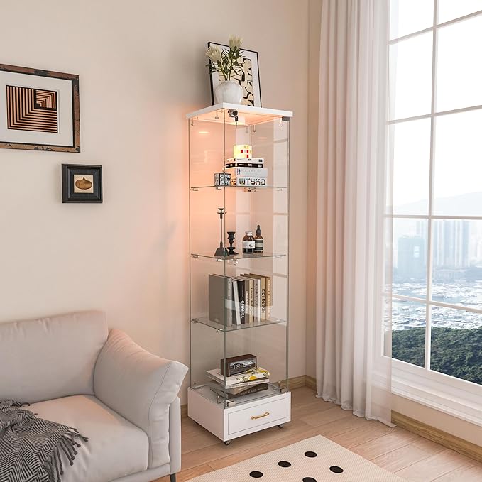 Yoluckea 4 Tiers Glass Display Cabinet - Image 7