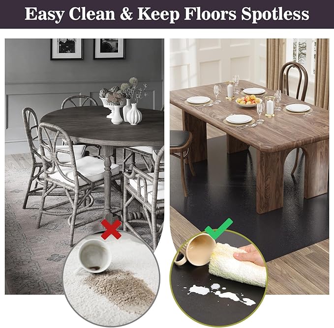 5'×7' Black Floor Mat for Under Dining Room Table, No Scratch Durable Plastic - Image 2