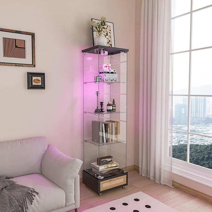 Yoluckea 4-Tier Glass Display Cabinet by Yoluckea