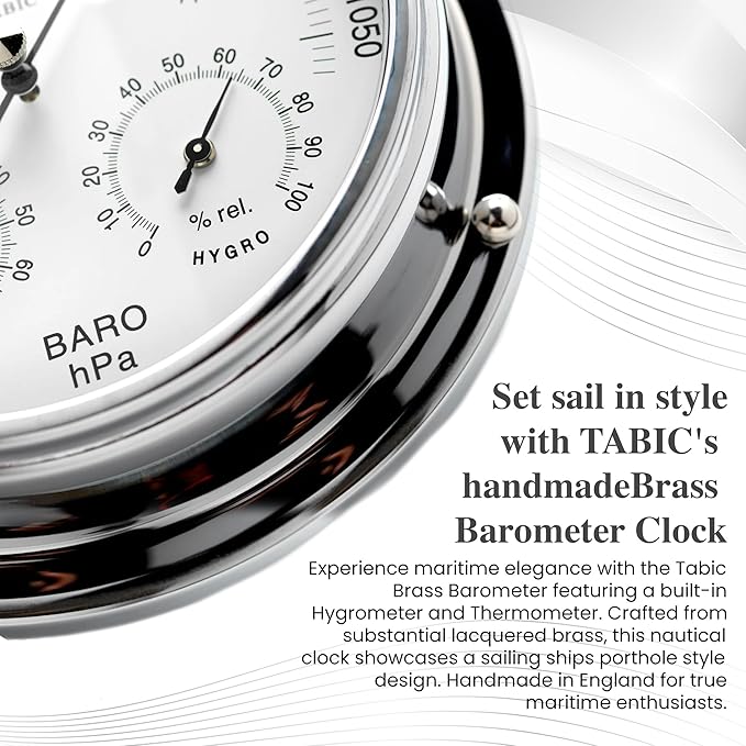 Chrome Barometer with Built-in Hygrometer &Thermometer - Image 4