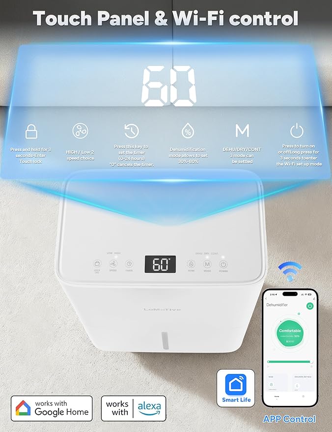 2500 Sq.Ft Dehumidifier for Home Basement 34 Pints Max - Image 3
