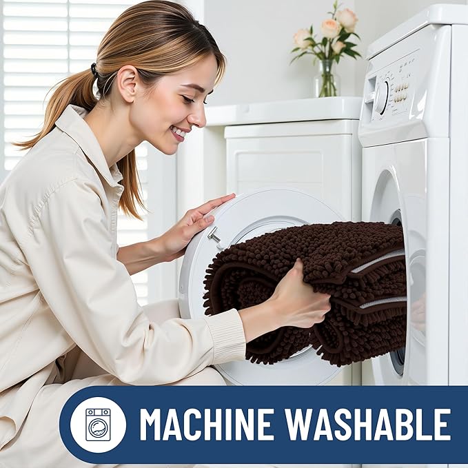 Smiry Luxury Chenille Bathroom Rugs 34x21, Extra Soft and Absorbent Shaggy Bath - Image 7