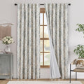 jinchan Blackout Linen Blend Curtain Gray Floral Blackout Curtains by JINCHAN