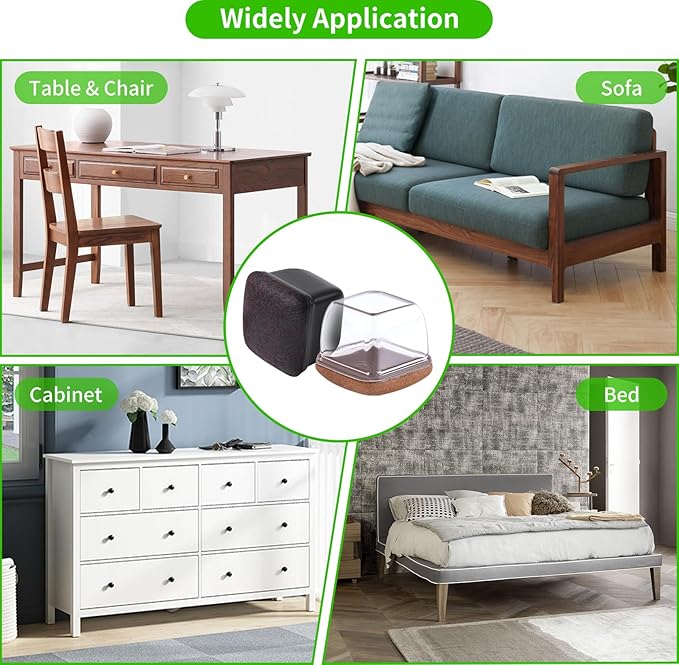 16PCS Square Chair Leg Floor Protectors, Felt Furniture Pads - Image 7