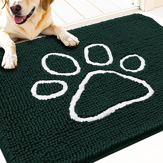 OLANLY Dog Door Mat for Muddy Paws 30x20, Paw Print Design, Absorbs Moisture by OLANLY