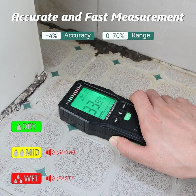 Pinless Moisture Meters Non-Invasive Digital Wood Moisture Tester Water Leak - Image 4