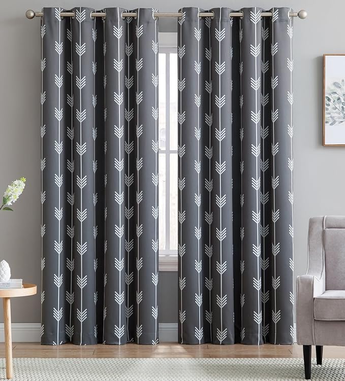 HLC.ME Arrow Printed Blackout Room Darkening Thermal Grommet Window Curtain by HomeLinenCollections