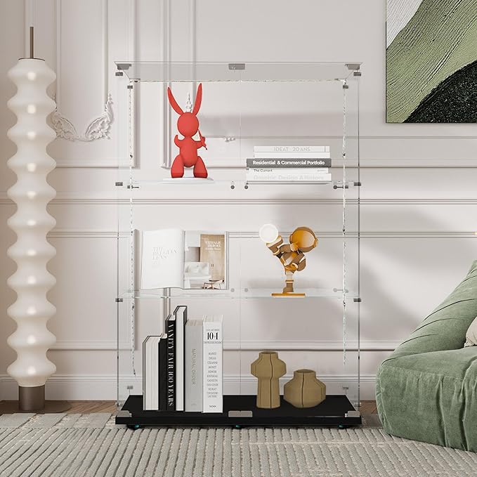 Yoluckea 3 Tiers Glass Display Cabinet - Image 7