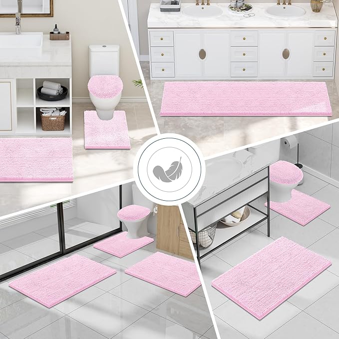 Smiry Luxury Chenille Bathroom Rugs 47x20, Extra Soft and Absorbent Shaggy Bath - Image 7