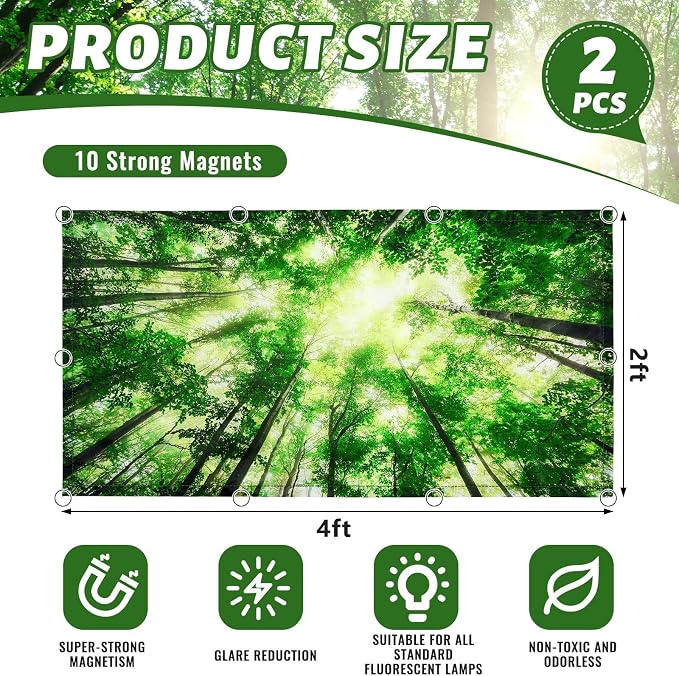 Hortsun Pack of 2 Fluorescent Light Covers 4 x 2 Feet Magnetic Ceiling Light - Image 2