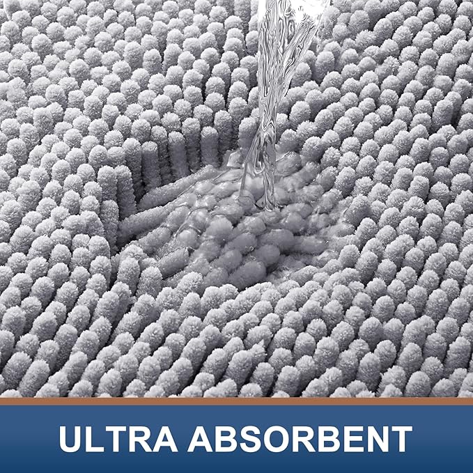 Smiry Luxury Chenille Toilet Rugs U-Shaped 24x20, Soft Absorbent Non-Slip - Image 4