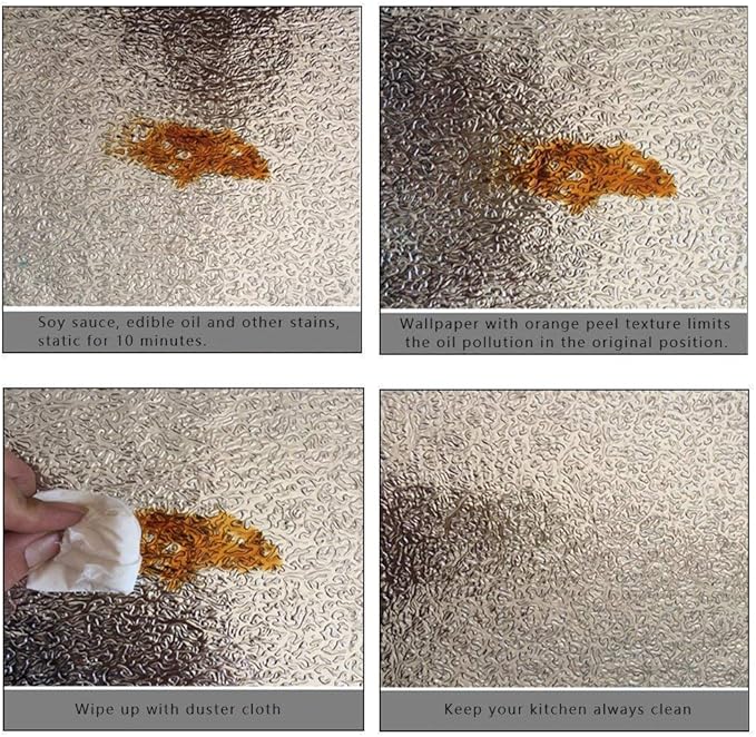 D&L Kitchen Backsplash Sticker, Aluminum Foil Orange Peel Texture Wall Paper - Image 5