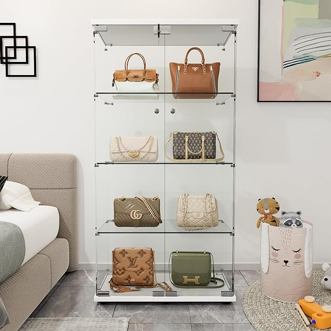 Yoluckea 4 Shelves Glass Display Cabinet - Image 3